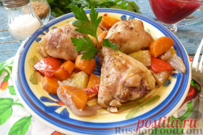 Рецепт: Куриные голени, фаршированные брусникой с орехами на RussianFood.com