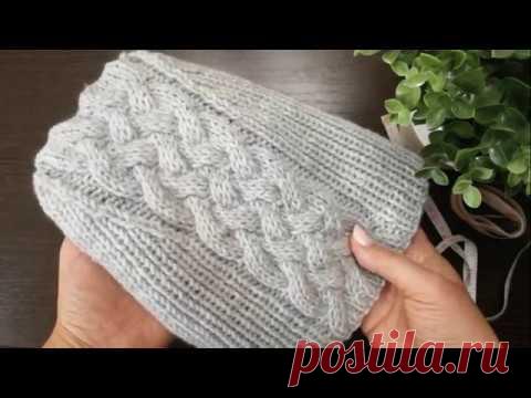 Шапка с широкой косой! Легко!