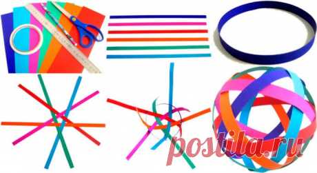 Объемный шар из бумаги, которая склеена в обруч