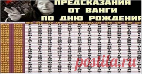 Таблица предсказаний Ванги. Здес вы найдете кое-что для вас!