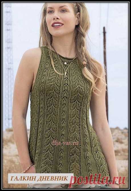Летний женский топ спицами с открытыми плечами