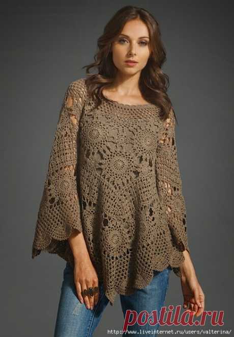 Irish crochet &: Очень эффектная туника мотивами