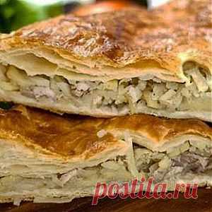 Сочный пирог с курицей из слоеного теста рецепт – паста и пицца