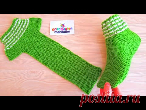 Bay Bayan çorap patik yapımı / İki şiş ile patik modelleri / Kolay bot patik modelleri / Örgü patik - YouTube