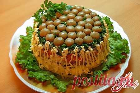 Салат Полянка с шампиньонами
