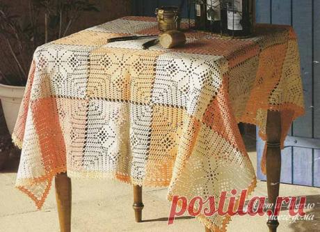 Скатерти из мотивов крючком – схемы и видео