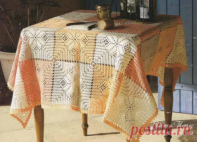 Скатерти из мотивов крючком – схемы и видео