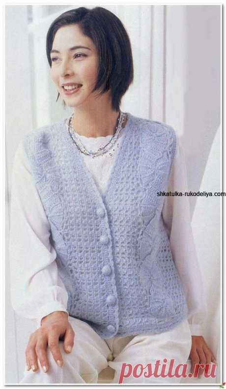 яЯпонские жилеты безрукавки. Женские жилетки крючком из японских журналов | Шкатулка рукоделия. Сайт для рукодельниц.
