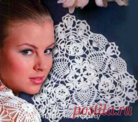 Треугольный мотив с “ананасами” - вязание крючком на kru4ok.ru