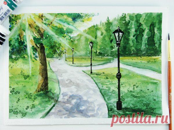 Как нарисовать парк акварелью: поэтапный мастер-класс с фото - Onwomen.ru