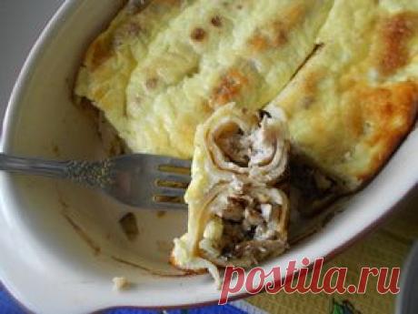 Запеченные блины с курицей и шампиньонами. Рецепт c фото от Алевтина 15 февраля 2015, 17:13, мы подскажем, как приготовить!
