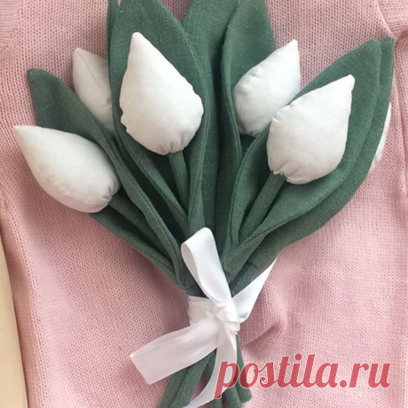 Вот такая нежность 🌸😍Белые тюльпаны впишутся в любой интерьер 💟В наличии 7 шт-1260 р‼️спешите порадовать своих дам! ❤️состав 100% хлопок #тюльпаны#из#ткани#