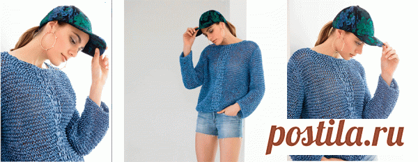 Женский джемпер из ленточной пряжи спицами