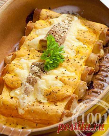 Большие макароны с грибной начинкой в мультиварке