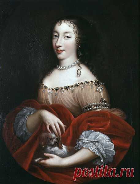 Henrietta Anne, Princess of England and Scotland, Duchess of Orleans; by Pierre Mignard, c. 1665-1670. Her father was Charles I of England. She was married to Philippe of France, Duke of Orleans.