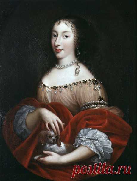 Henrietta Anne, Princess of England and Scotland, Duchess of Orleans; by Pierre Mignard, c. 1665-1670. Her father was Charles I of England. She was married to Philippe of France, Duke of Orleans.