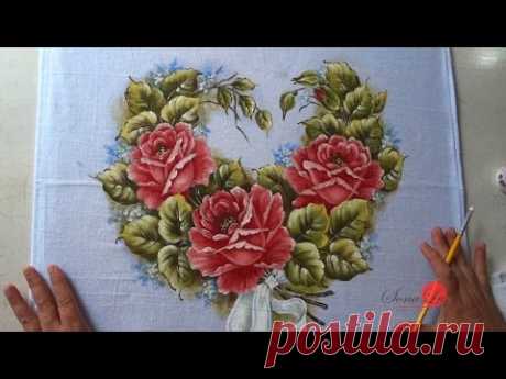 Coração com Rosas em Tecido (Aula 127)