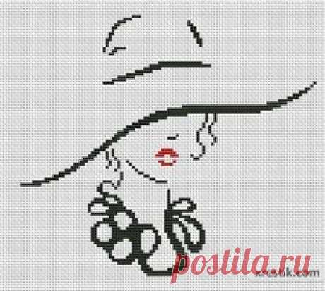 Схема вышивки крестом монохром девушка | Cross stitch patterns monochrome girl