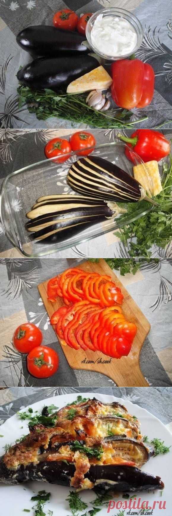 Баклажаны с сыром и чесноком - Баклажанный веер