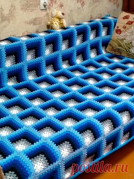 Пледы из квадратов крючком: схемы фото и описание