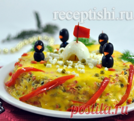 Румынский мясной салат &quot;Пингвины на льдине&quot;