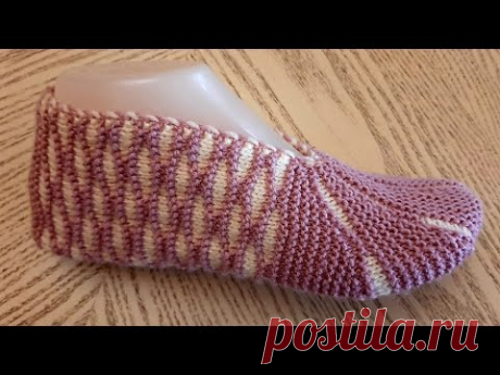 НОВИНКА 2021 : Классные тапочки-следки на двух спицах без швов ( 2 часть )  // patik modelleri