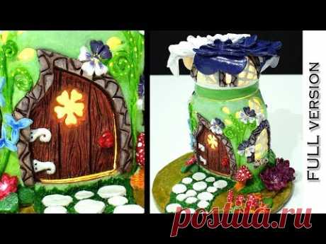 DIY Fairy Garden House Lamp using Nutella Jar | FULL Version | | Paper Clay Tutorial