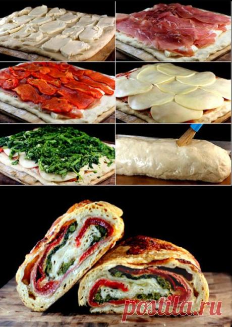 Three Cheese Broccoli Rabe, Prosciutto and Roasted Red Pepper Stromboli | Kitchen Tips & Recipes