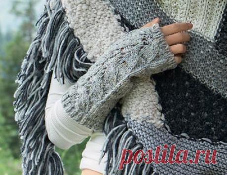 Серые митенки с «косой» - схема вязания спицами. Вяжем Митенки на Verena.ru Схема и описание вязания серых митенок с «косой» из журнала «Вязание. Burda» №8/2015