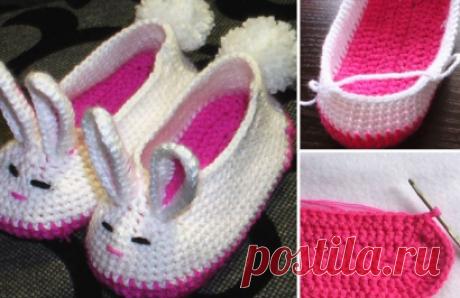 Как связать детские тапочки &quot;зайчики&quot;?