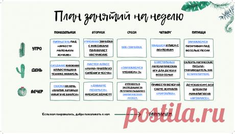 Интерактивный План занятий с детьми на неделю №1 План небольших развлечений на всю неделю с утра и до вечера.Перейдя по интерактивным ссылкам, ребенок получит задание и у вас будет немного времени попить чай или кофе, а может немного отдохнуть.