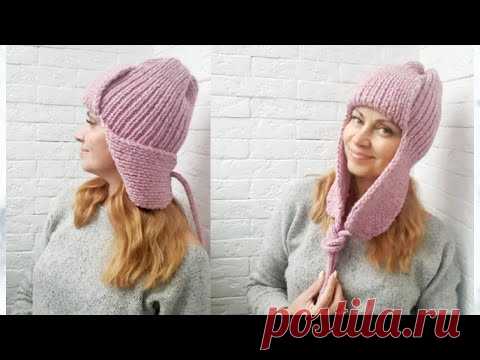 МК Теплая ушанка, женская/мужская, простая без кеттлевки. Пряжа Kartopy Melang Wool.