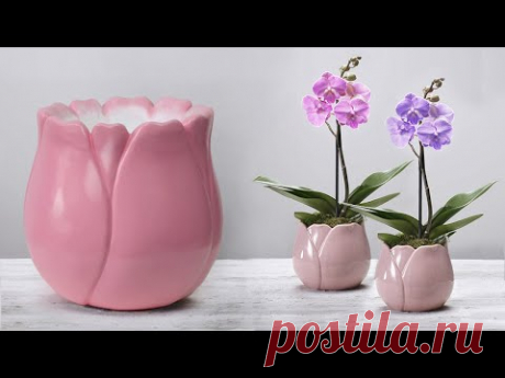 Paper flower vase Making || Cement flower vase - Gypsum flower vase making - YouTube