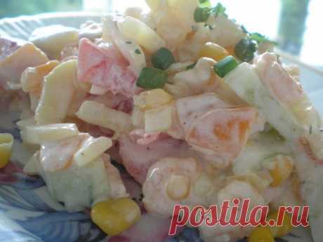 Салат овощной с креветками