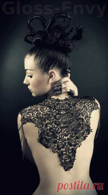 Steampunk lace black bib detachable collar door WhiteLotusCouture, $79.00