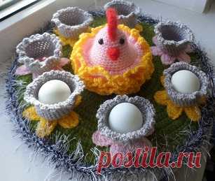 Пасхальный набор, связанный крючком.