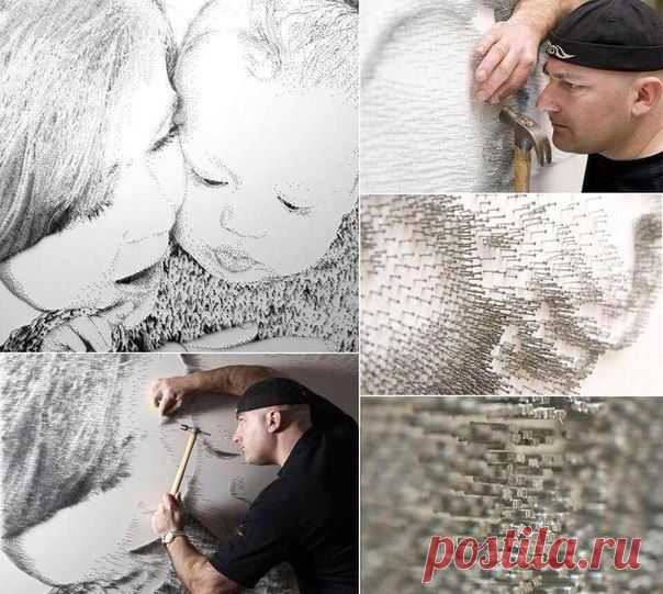 Картина из гвоздей.