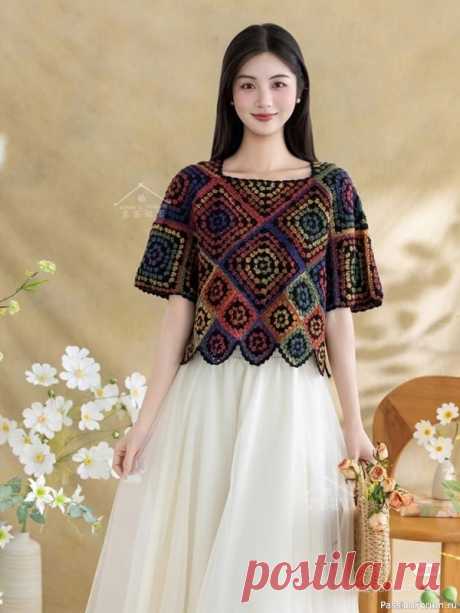 Кофточка узором "ромбы". Схемы | Женская одежда крючком. Схемы и описание