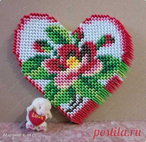 Цветочное сердце. Модульное оригами.