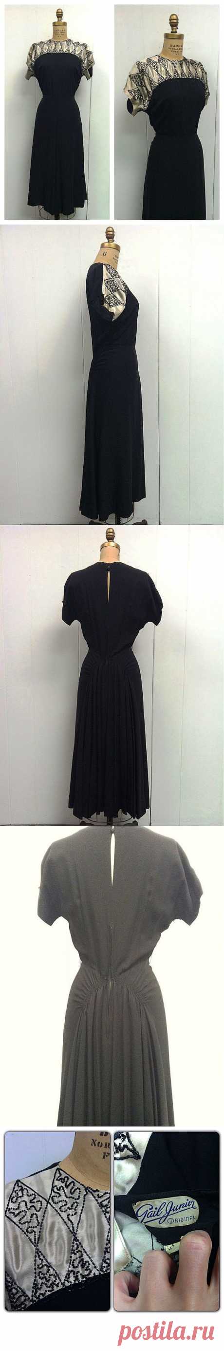 1940s Black Party Dress 40s от CreatedAndCollected на Etsy