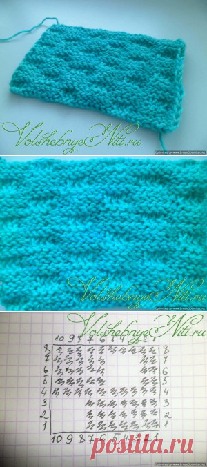 Рельефная плетенка. Узор спицами со схемами и описанием.