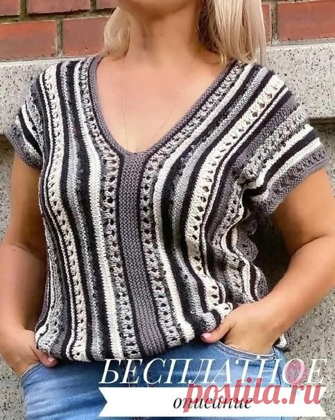 Красивая кофточка поперечным вязанием