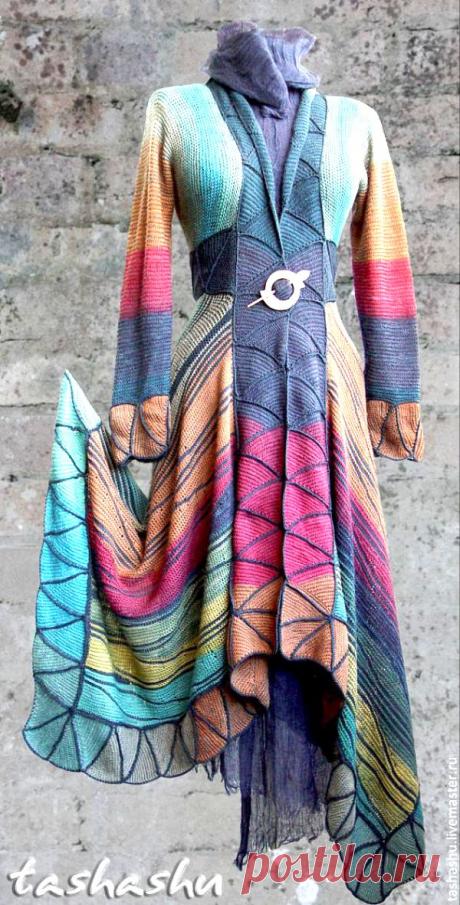 МК Волны из остатков пряжи... о многоцветном вязании без путаницы в клубках... с использованием маркеров....