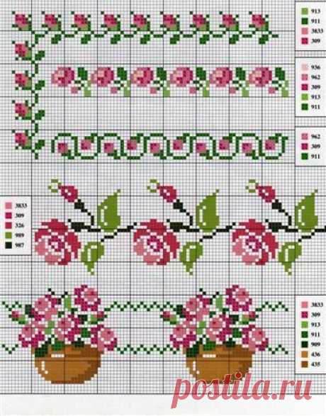 Schema Punto Croce Motivi Floreali 21