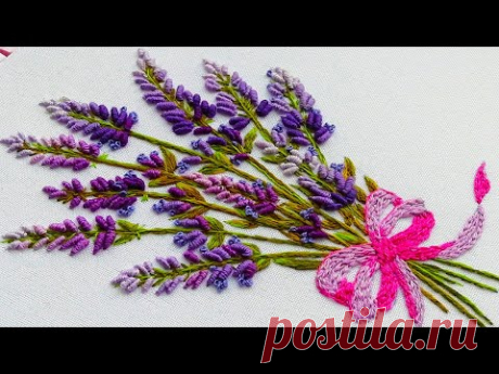 Hand Embroidery: Lavender flowers | Вышивка: Цветы Лаванды