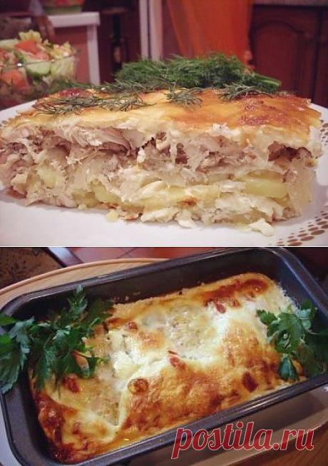Сочная запеканка с курочкой.