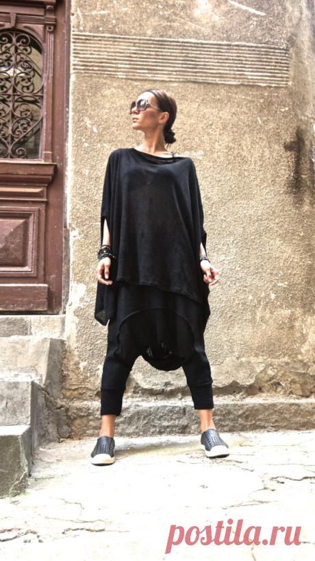 NEW S/S15 Black Cotton Tunic / Black Loose Blouse/ от Aakasha