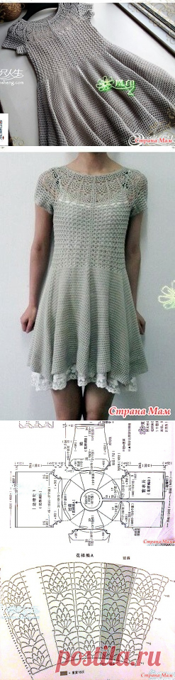 . Серебристое платье с круглой кокеткой. - Все в ажуре... (вязание крючком) - Страна Мам