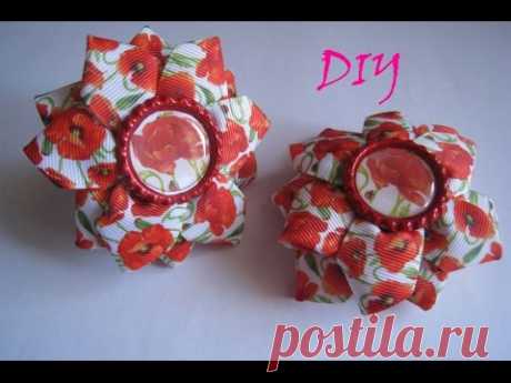 Резиночки канзаши из репсовых лент  МК.DIY
