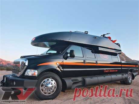 Dunkel Industries Luxery Ford F650 4X4 Expedition Truck Front Left View Photo 1